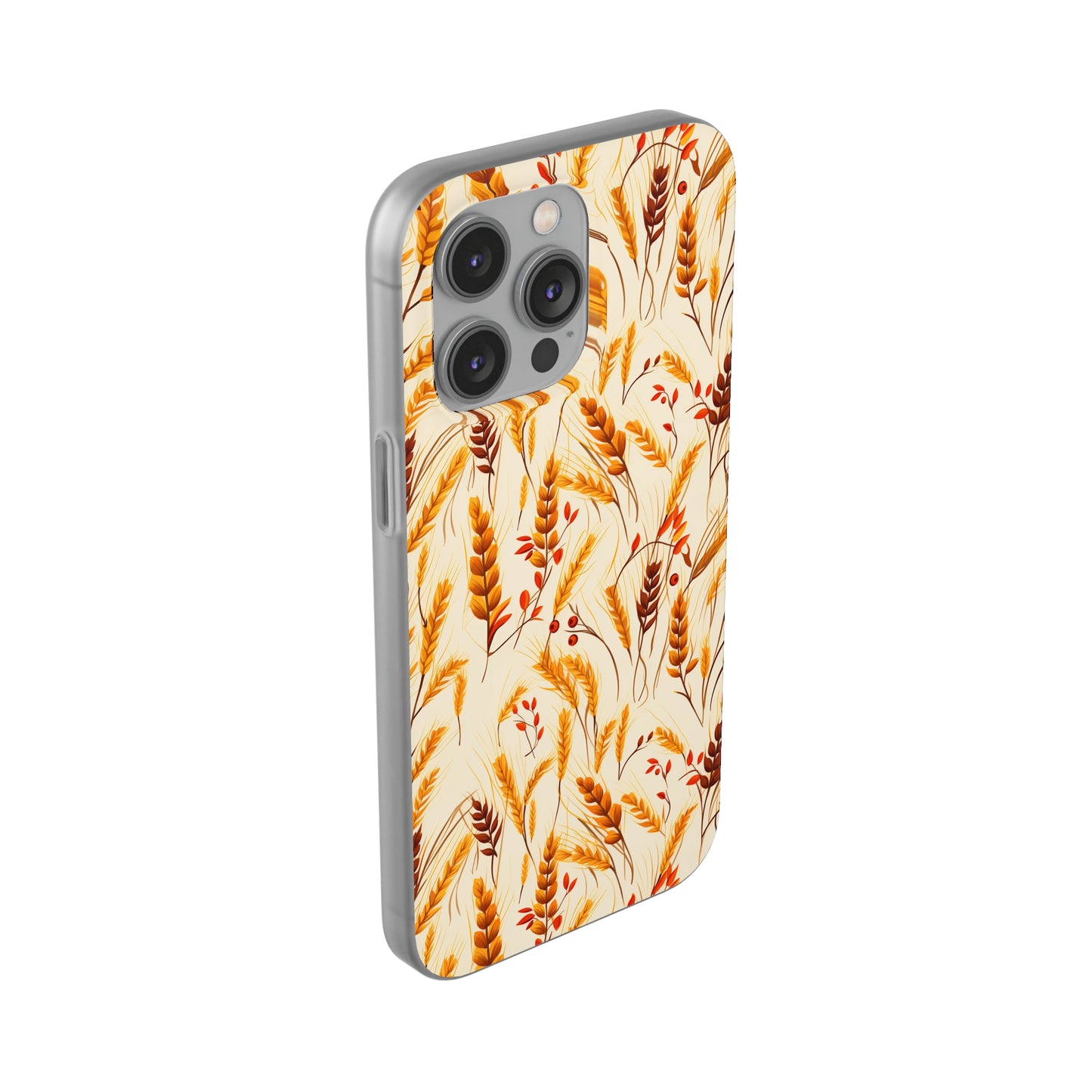 Golden Harvest: An Autumn Collage of Wheat and Berries - Flexible Phone Case