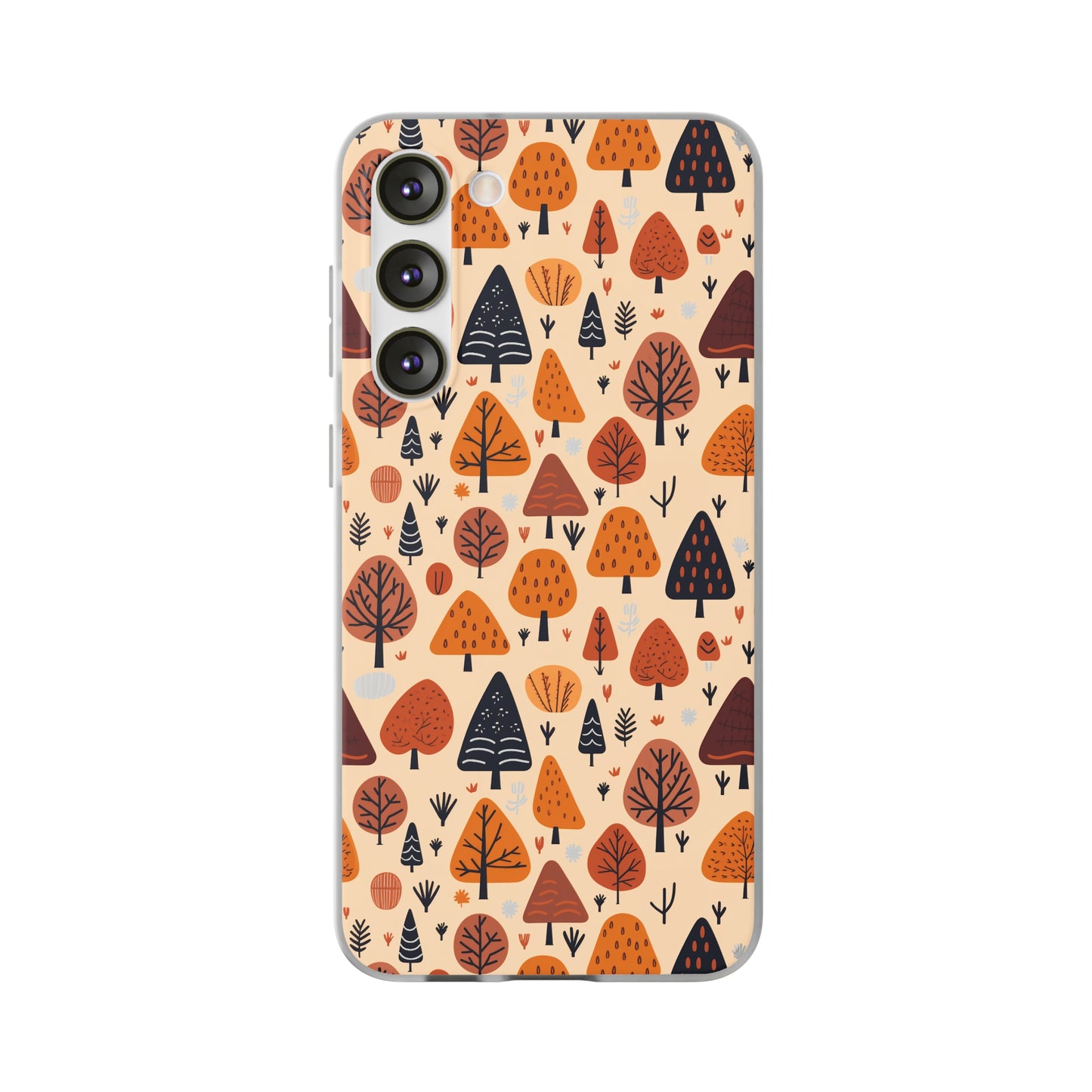 Terracotta Tree Tapestry: A Playful Autumn Mosaic - Flexible Phone Case