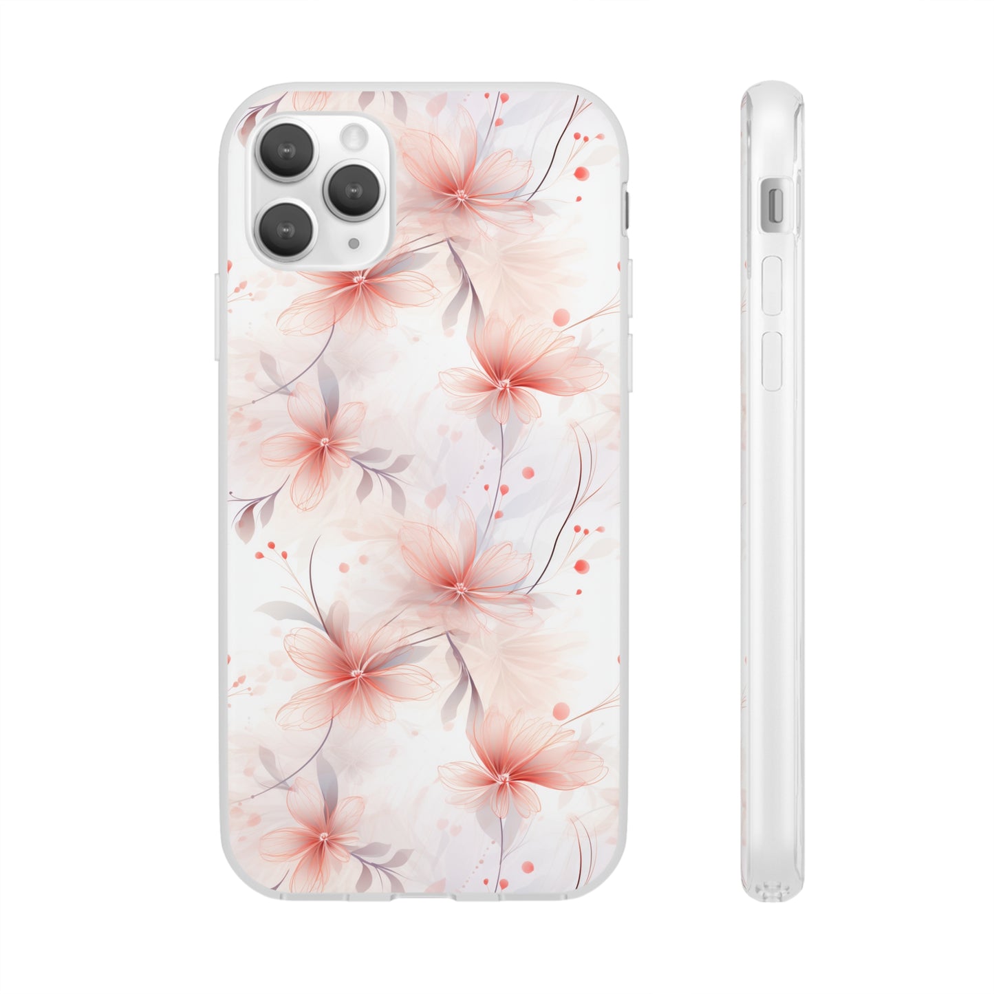 Whispering Petals: Subtle Grey & Pastel Red Gradient Phone Case