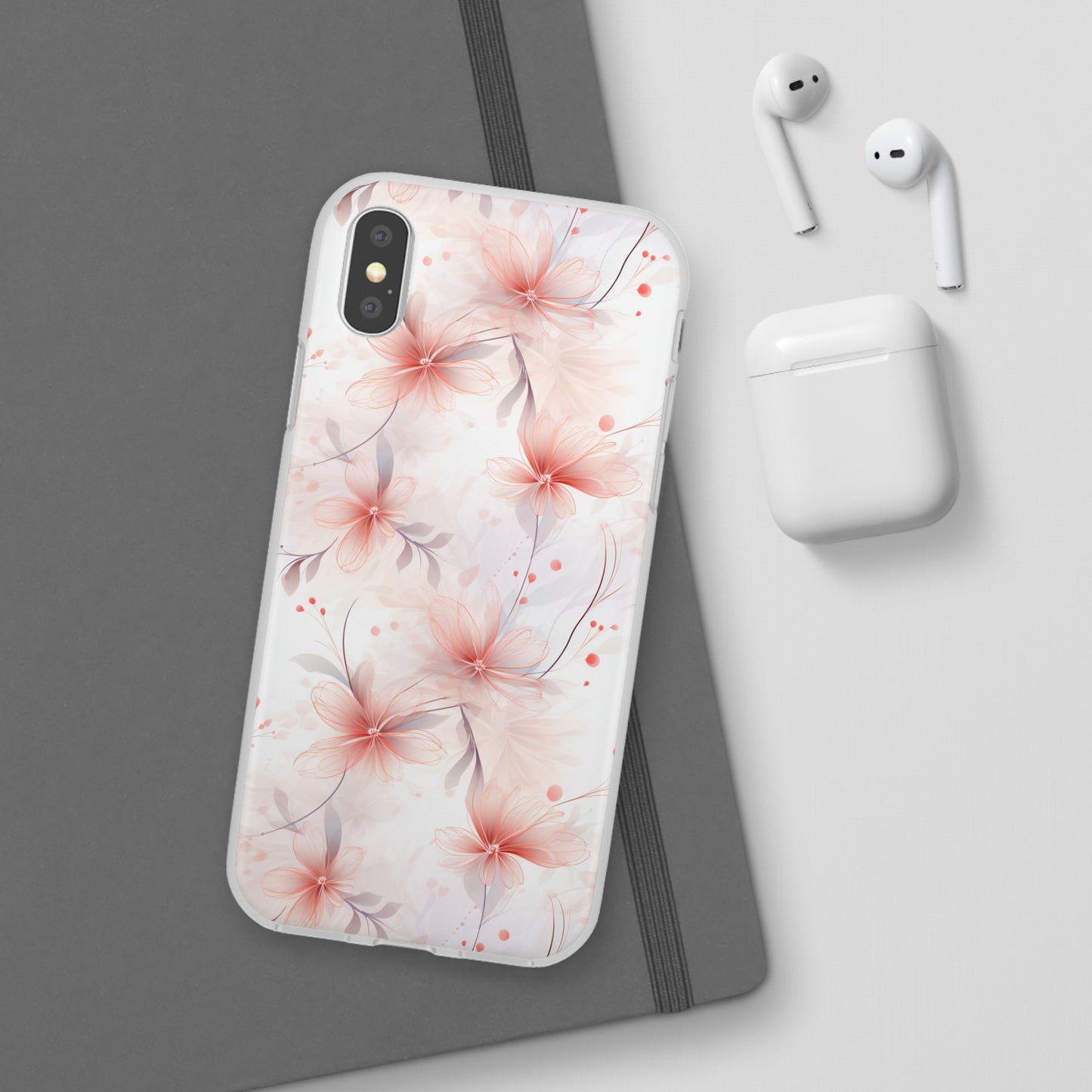 Whispering Petals: Subtle Grey & Pastel Red Gradient Phone Case