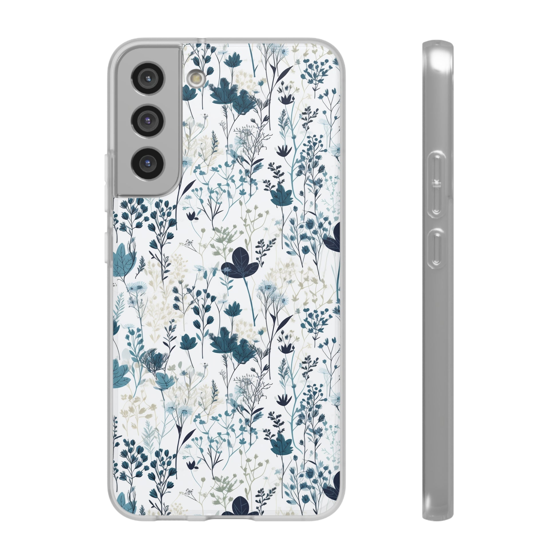 Serene Blue Wildflower Phone Case - Elegant White Background Design - Spring Collection - Flexi Cases Phone Case Pattern Symphony   