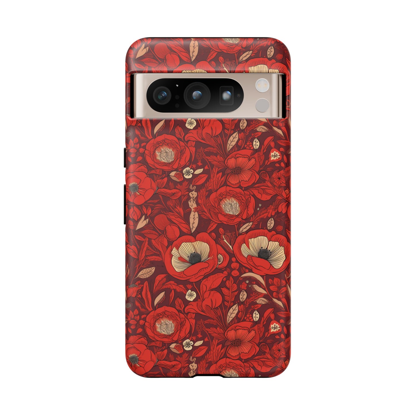 Radiant Spring Blossoms Tough Phone Case - Vibrant Red Floral Design