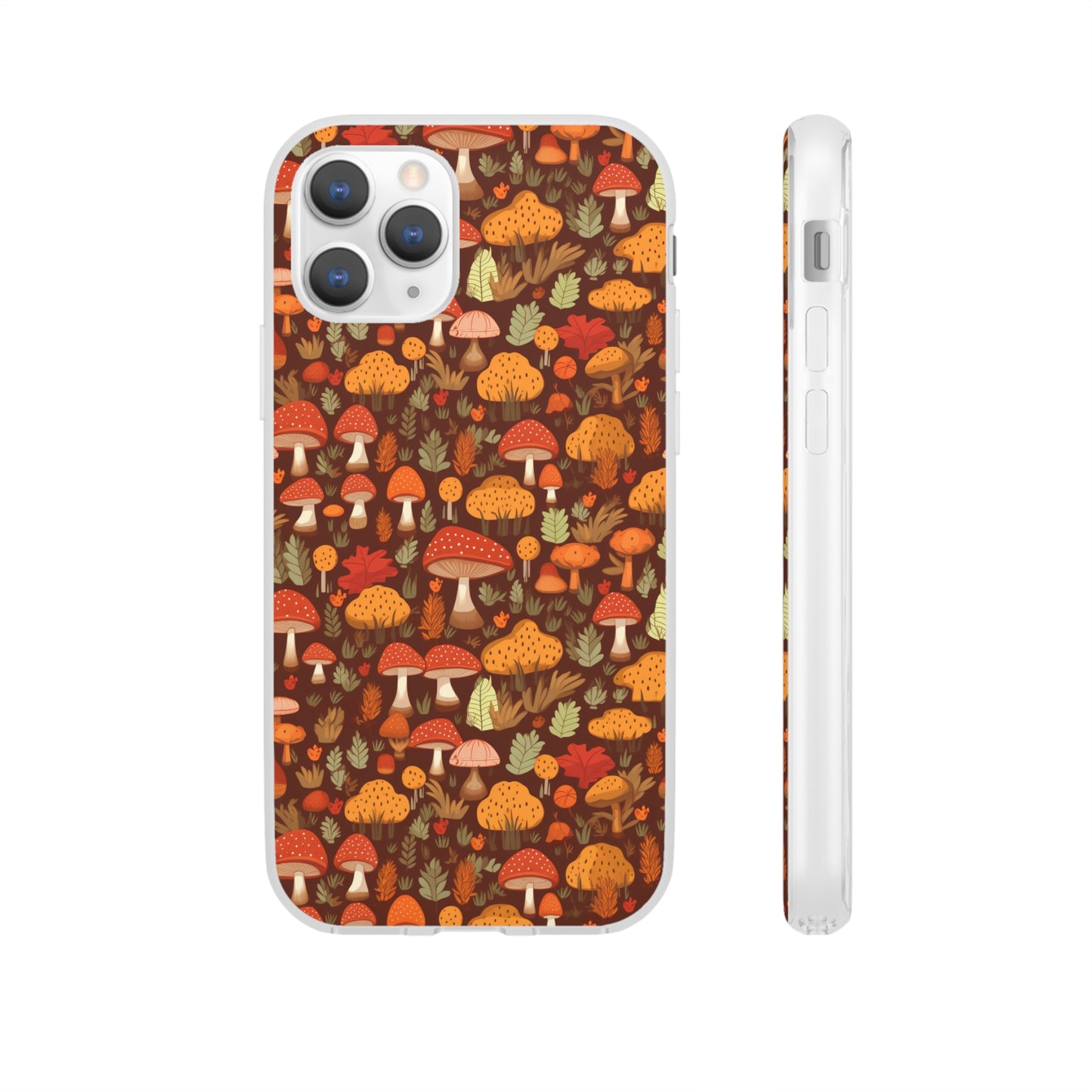 Autumn Spore Wonderland: Enchanting Mushroom and Leaf Designs - Flexible Phone Case