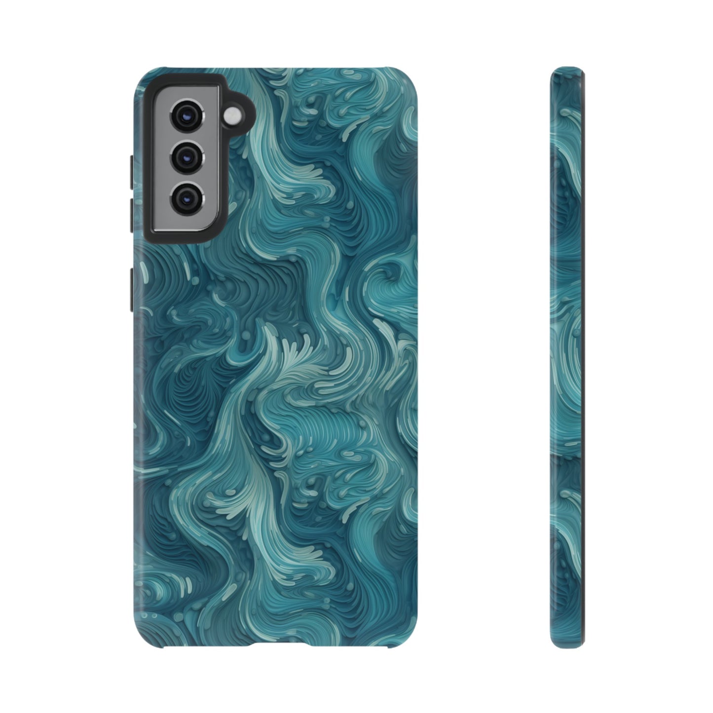 Azure Depths: Layered Blue Topographic Design Tough Phone Case