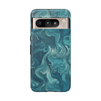 Azure Depths: Layered Blue Topographic Design Tough Phone Case