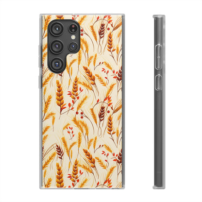 Golden Harvest: An Autumn Collage of Wheat and Berries - Flexible Phone Case