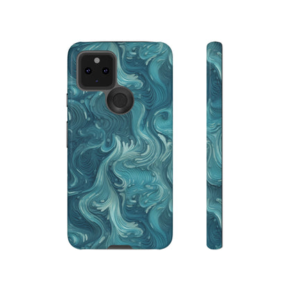 Azure Depths: Layered Blue Topographic Design Tough Phone Case