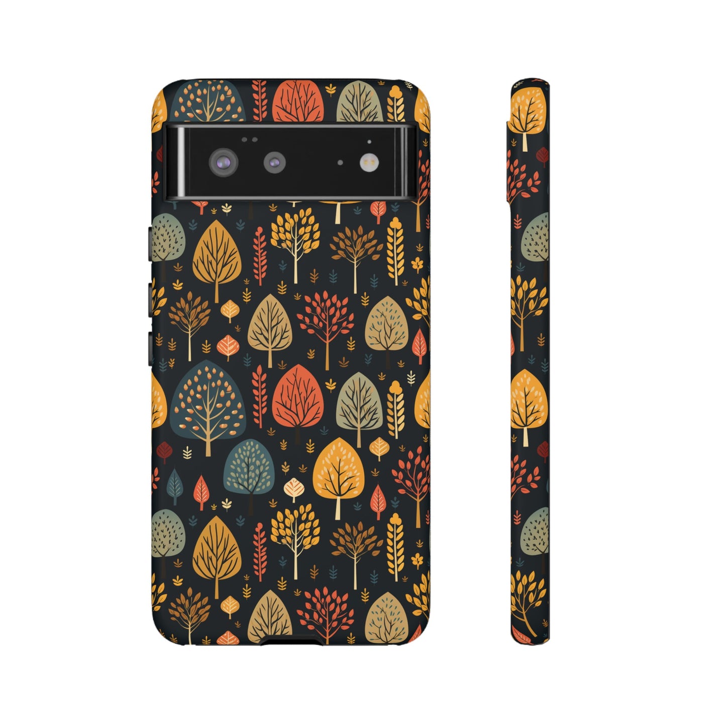 Mid-Century Mosaic: Dappled Leaves and Folk Imagery - Tough Phone Case