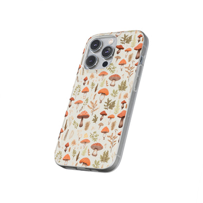 Mushroom Haven - Autumnal Tones Botanical illustration - Flexible Phone Case