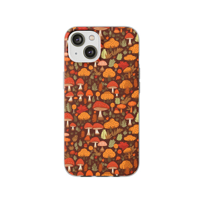 Autumn Spore Wonderland: Enchanting Mushroom and Leaf Designs - Flexible Phone Case