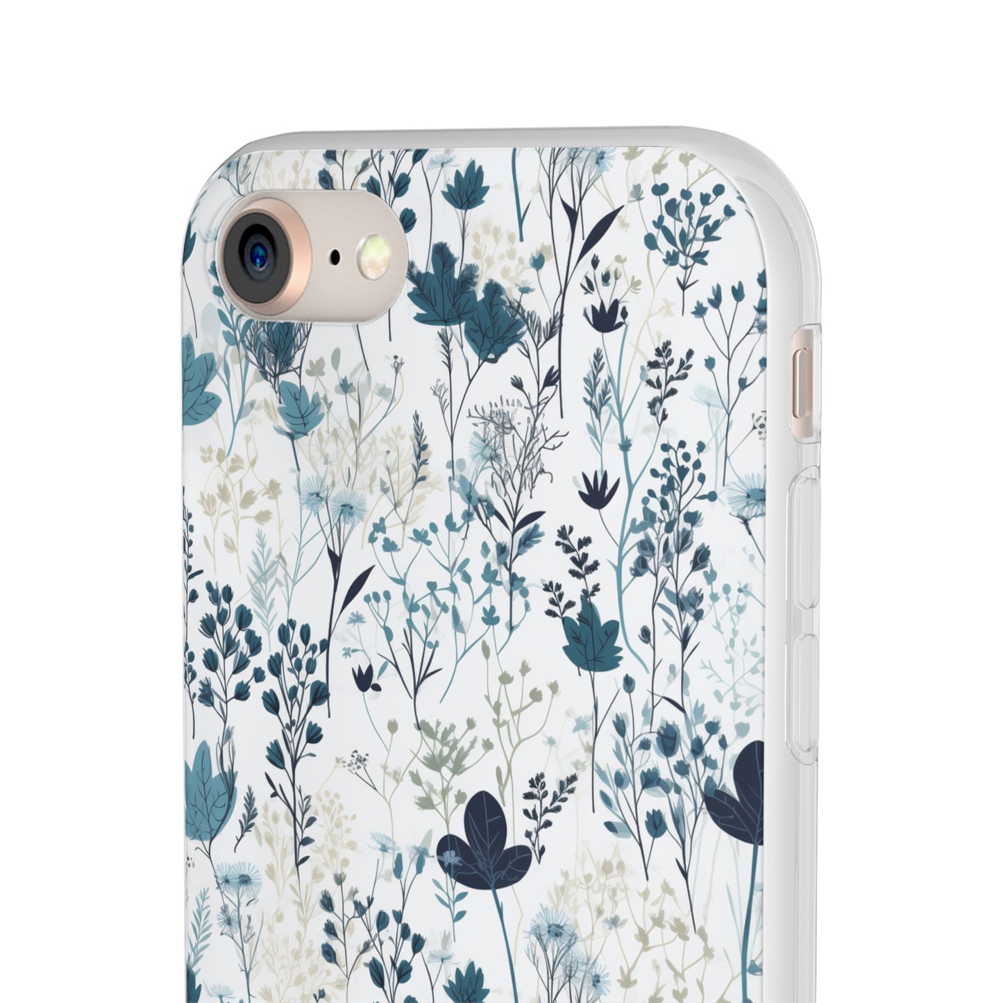 Serene Blue Wildflower Phone Case - Elegant White Background Design - Spring Collection - Flexi Cases Phone Case Pattern Symphony   