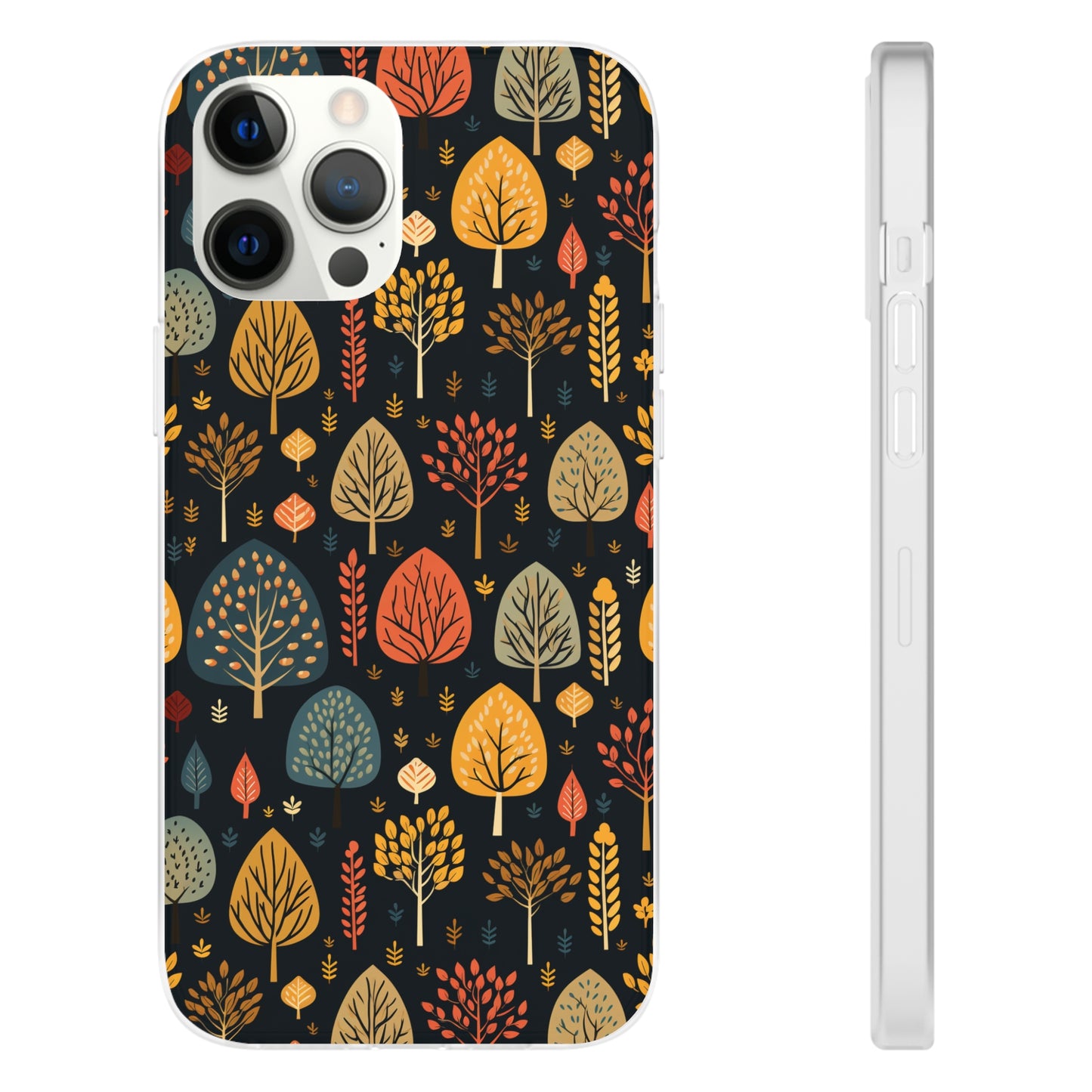 Mid-Century Mosaic: Dappled Leaves and Folk Imagery - Flexible Phone Case