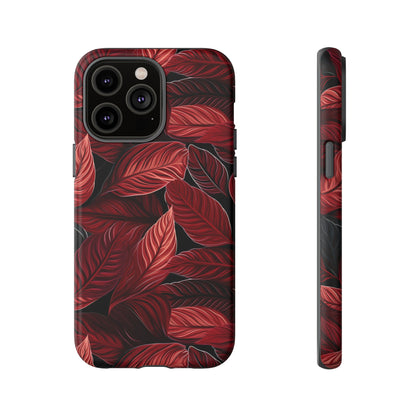 Scarlet Whispers: Lush Autumn Colours in Botanical Bliss - Tough Phone Case