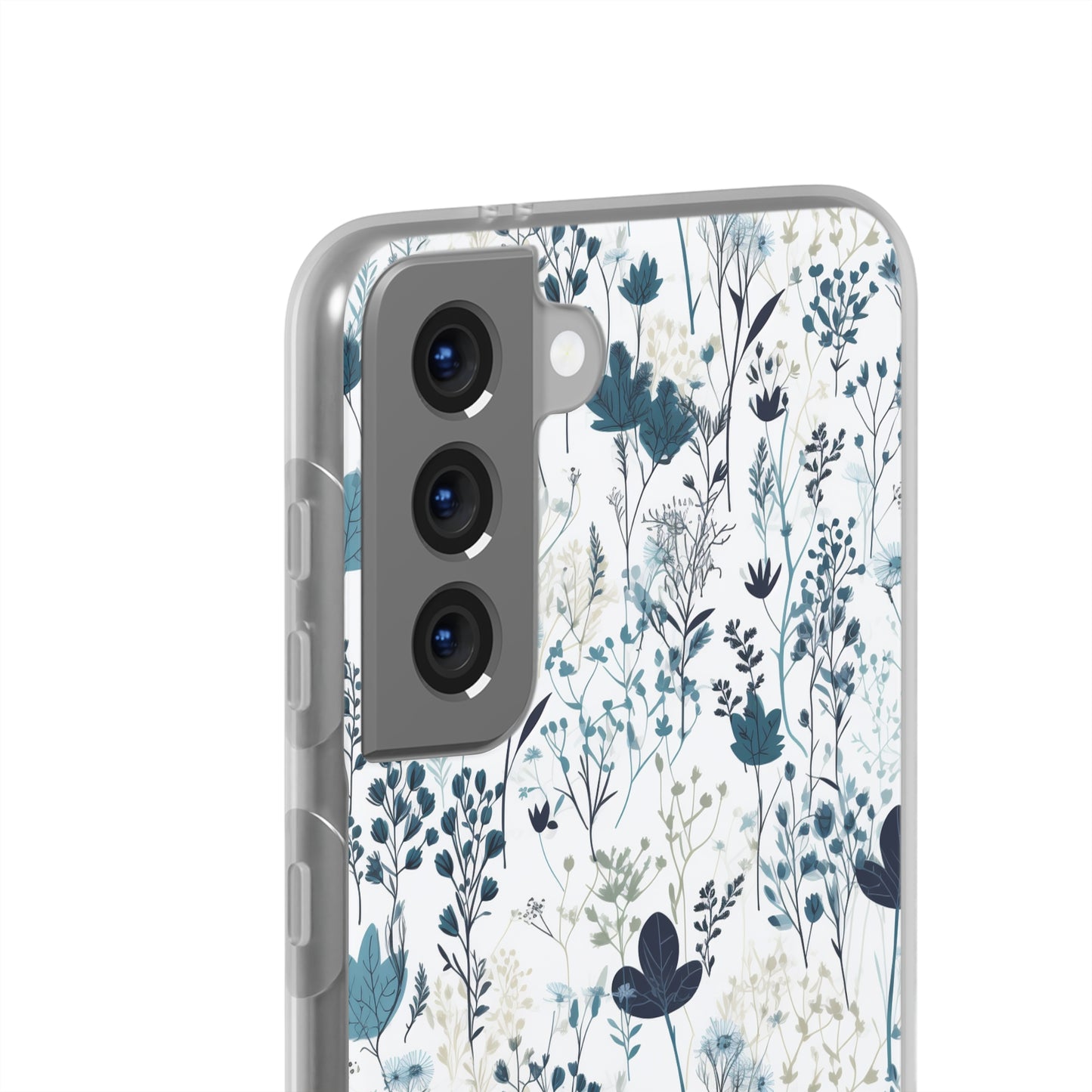 Serene Blue Wildflower Phone Case - Elegant White Background Design - Spring Collection - Flexi Cases Phone Case Pattern Symphony   