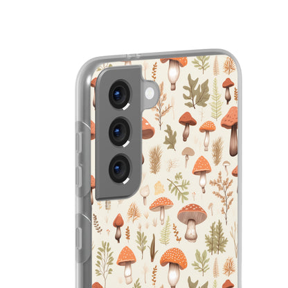 Mushroom Haven - Autumnal Tones Botanical illustration - Flexible Phone Case