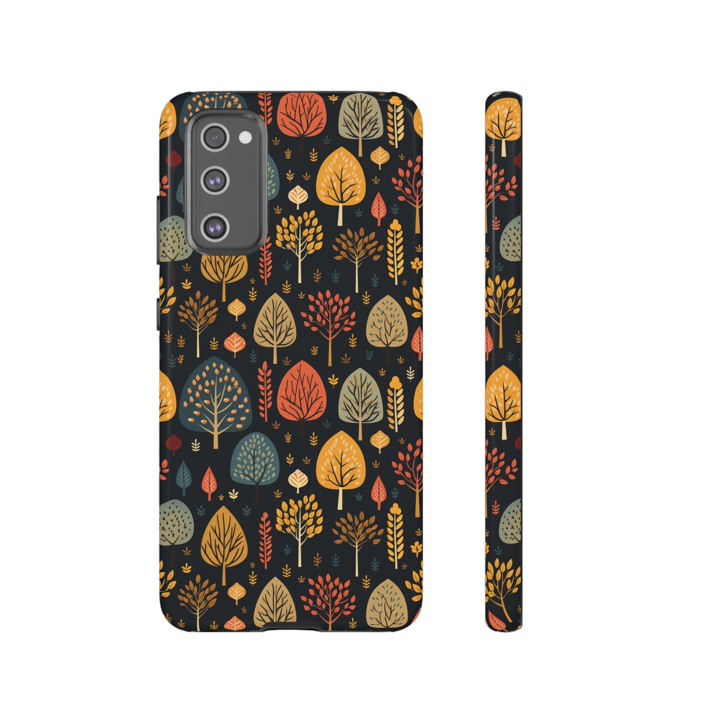 Mid-Century Mosaic: Dappled Leaves and Folk Imagery - Tough Phone Case