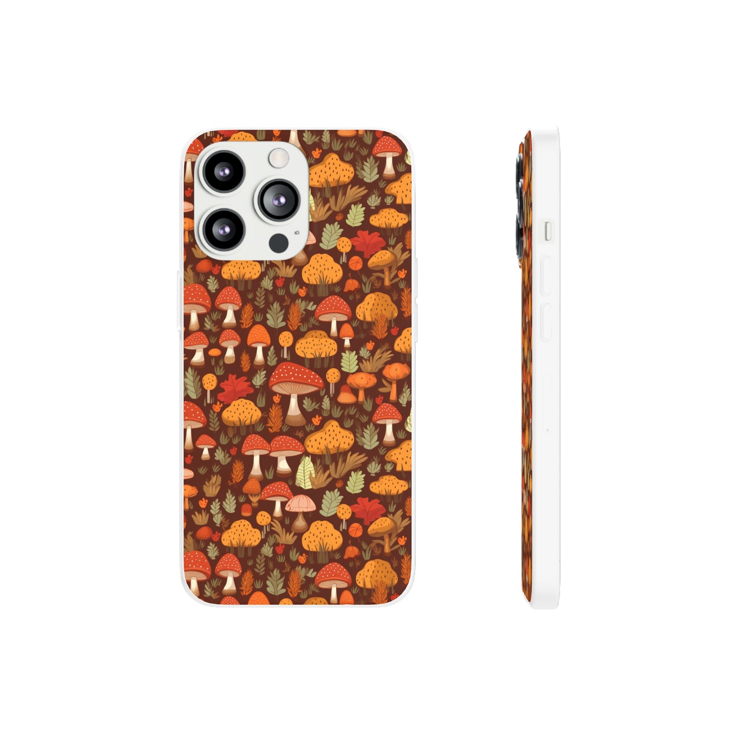 Autumn Spore Wonderland: Enchanting Mushroom and Leaf Designs - Flexible Phone Case