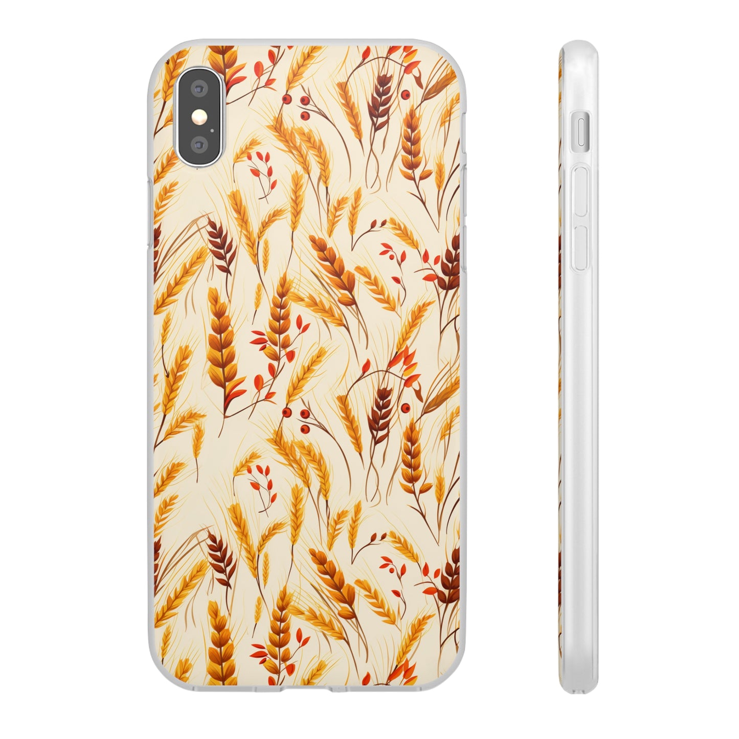 Golden Harvest: An Autumn Collage of Wheat and Berries - Flexible Phone Case