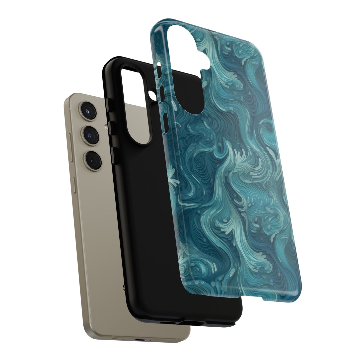 Azure Depths: Layered Blue Topographic Design Tough Phone Case