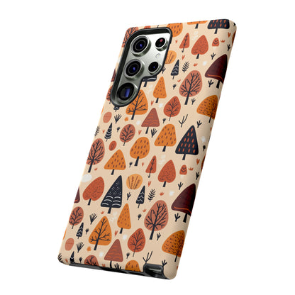 Terracotta Tree Tapestry: A Playful Autumn Mosaic - Tough Phone Case