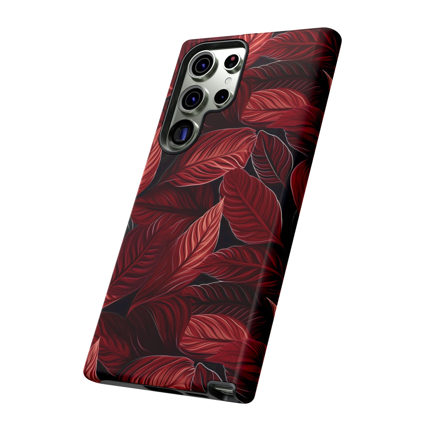 Scarlet Whispers: Lush Autumn Colours in Botanical Bliss - Tough Phone Case