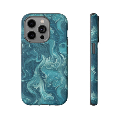 Azure Depths: Layered Blue Topographic Design Tough Phone Case