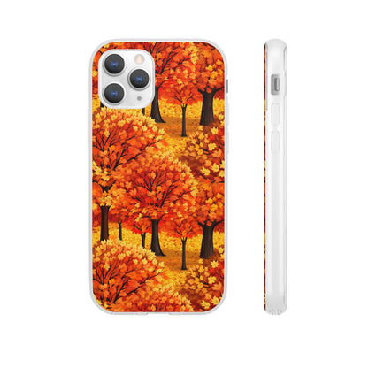 Impasto-Style Woodlands: High-Contrast Autumn Foliage - Flexible Phone Case