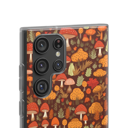 Autumn Spore Wonderland: Enchanting Mushroom and Leaf Designs - Flexible Phone Case