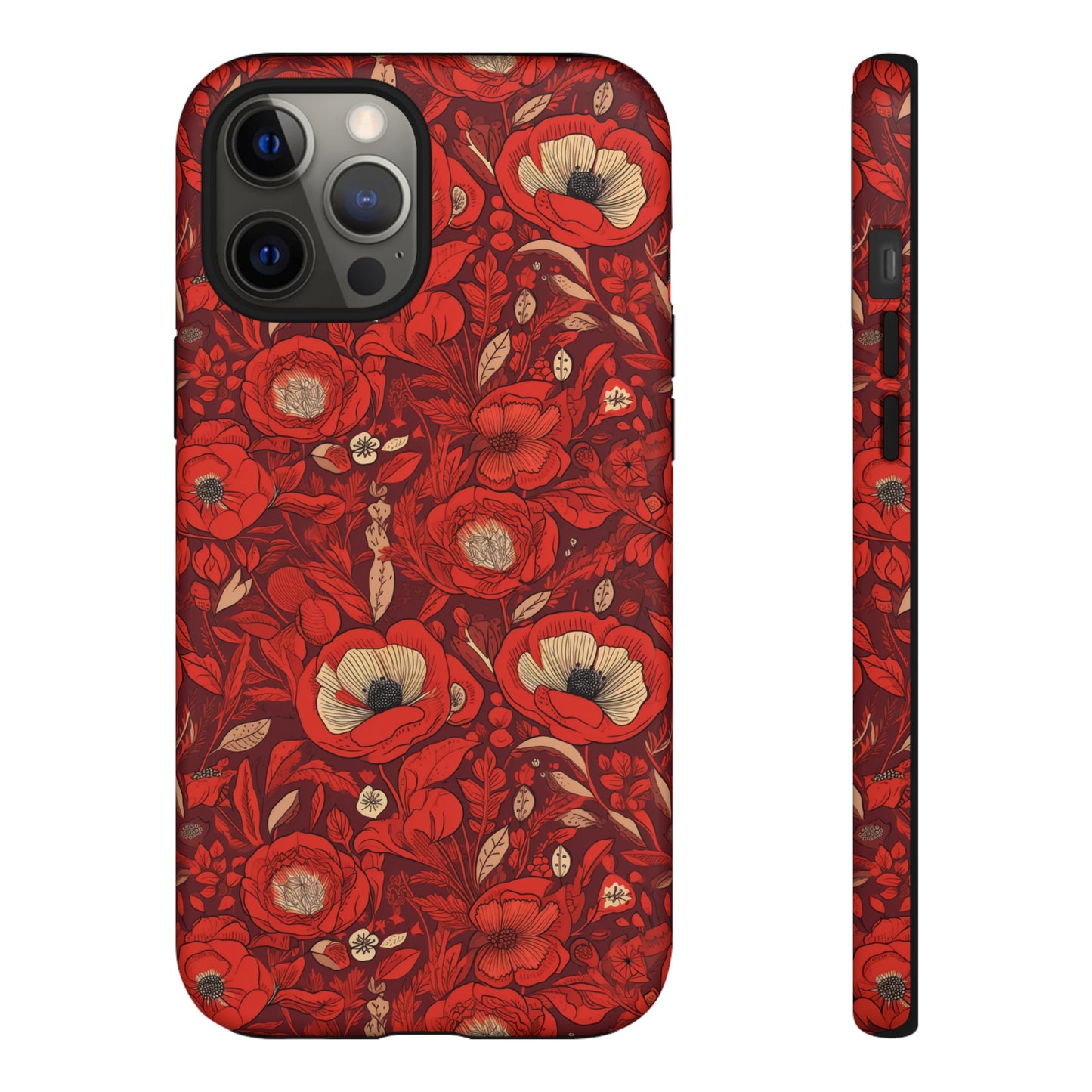 Radiant Spring Blossoms Tough Phone Case - Vibrant Red Floral Design