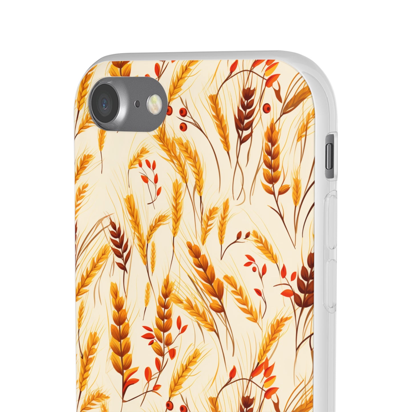 Golden Harvest: An Autumn Collage of Wheat and Berries - Flexible Phone Case