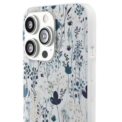 Serene Blue Wildflower Phone Case - Elegant White Background Design - Spring Collection - Flexi Cases Phone Case Pattern Symphony   