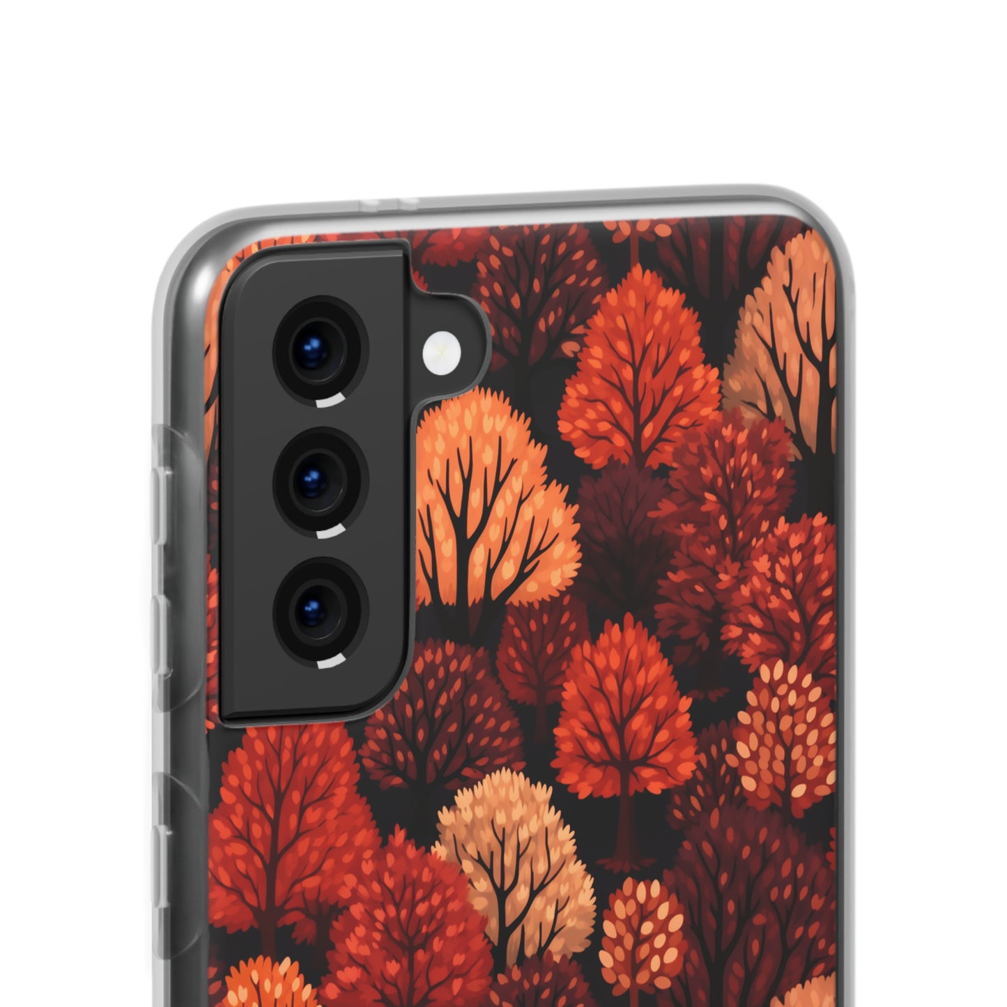 Crimson Forest: Autumn Trees in Vibrant Detail - Flexible Phone Case