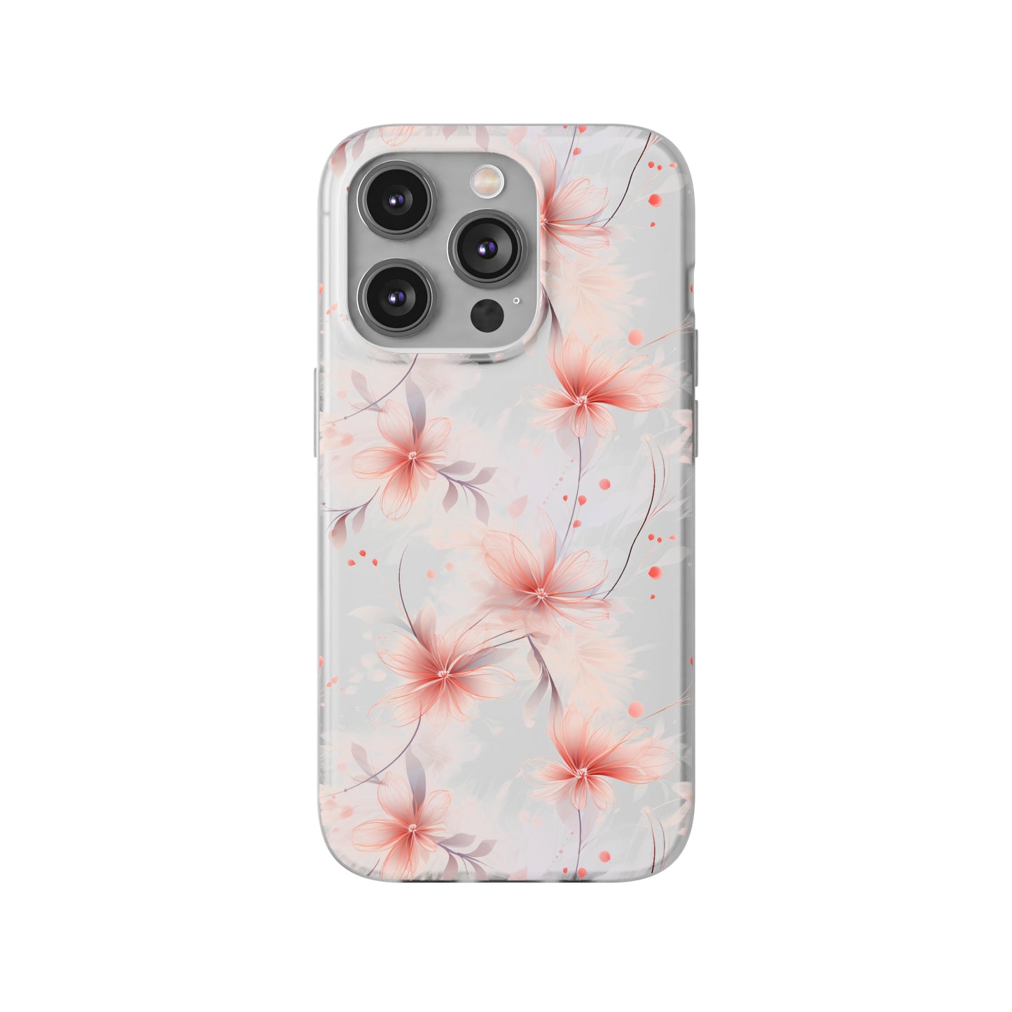 Whispering Petals: Subtle Grey & Pastel Red Gradient Phone Case