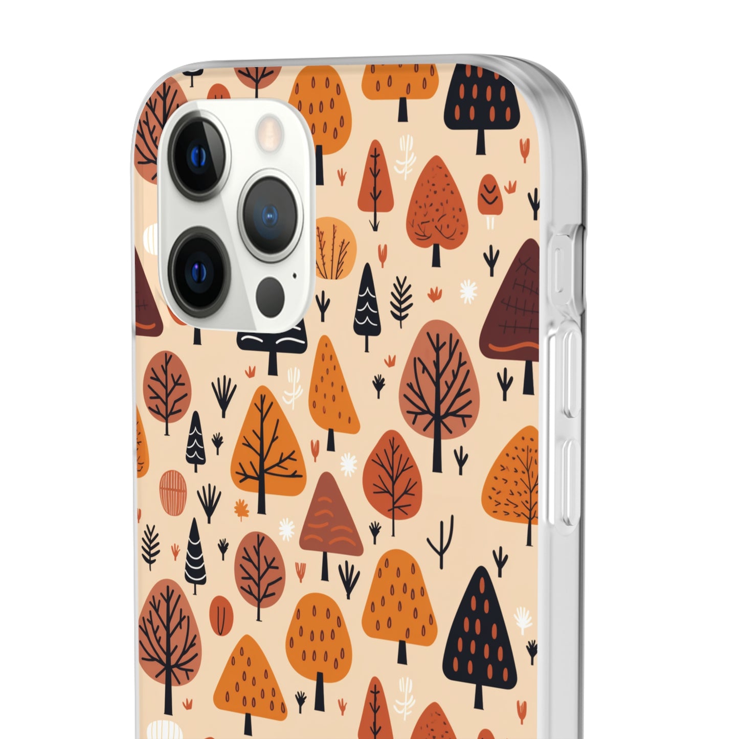 Terracotta Tree Tapestry: A Playful Autumn Mosaic - Flexible Phone Case