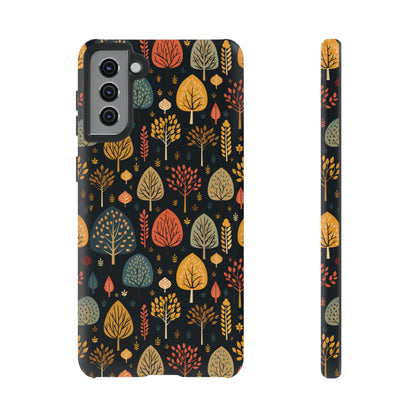 Mid-Century Mosaic: Dappled Leaves and Folk Imagery - Tough Phone Case