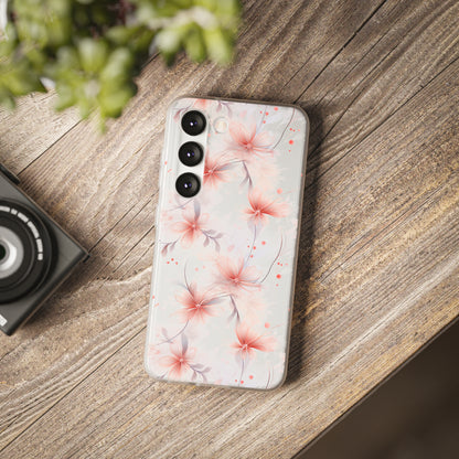 Whispering Petals: Subtle Grey & Pastel Red Gradient Phone Case