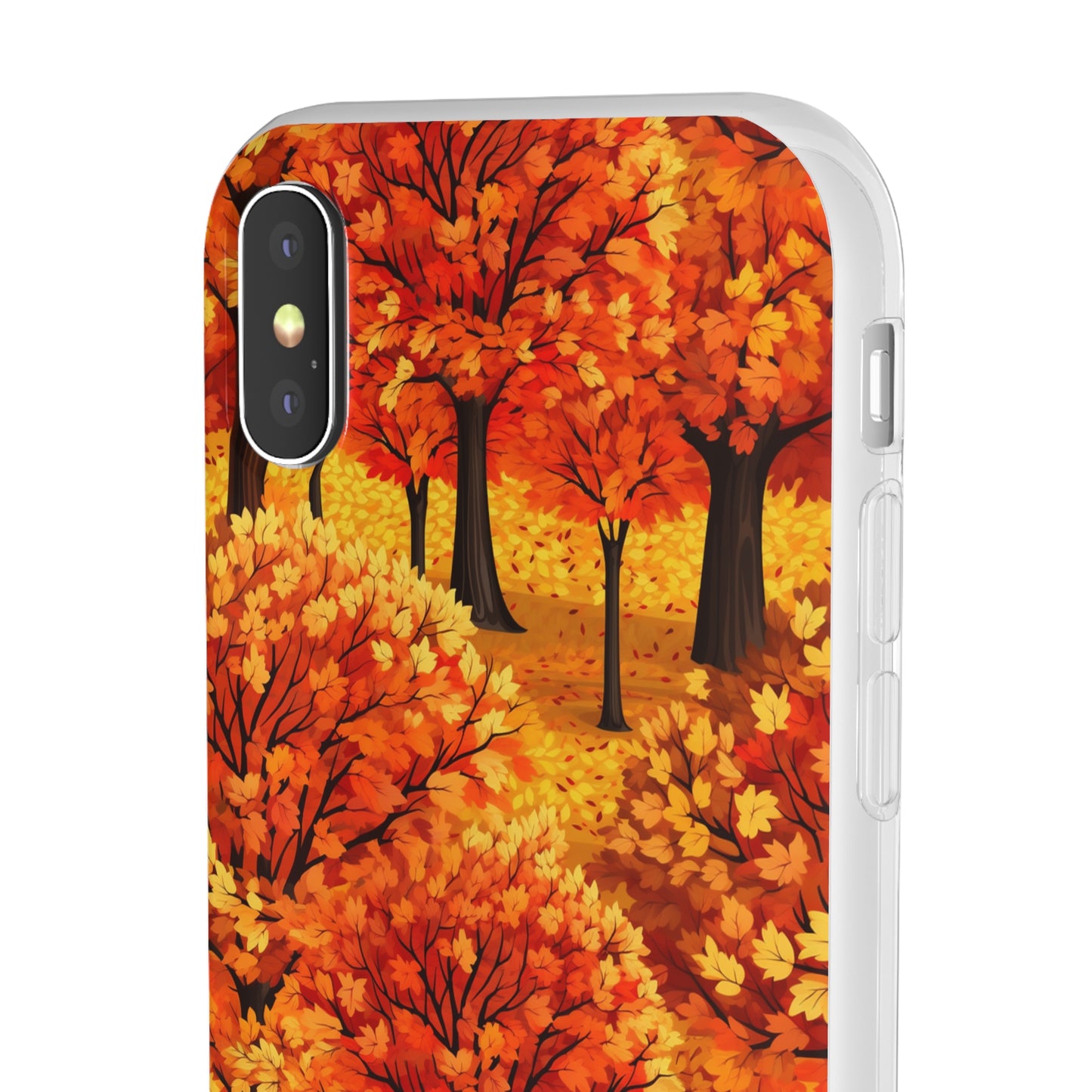 Impasto-Style Woodlands: High-Contrast Autumn Foliage - Flexible Phone Case