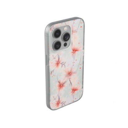 Whispering Petals: Subtle Grey & Pastel Red Gradient Phone Case