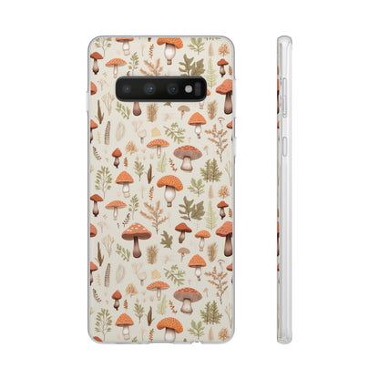 Mushroom Haven - Autumnal Tones Botanical illustration - Flexible Phone Case