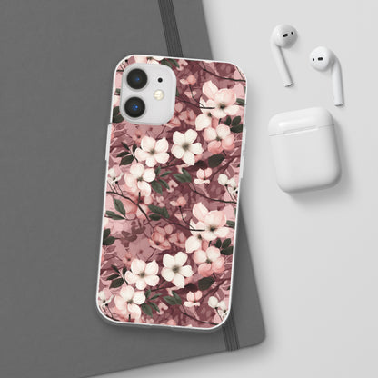 Sparse Dogwood Blossom Phone Case - Elegant Floral Design for Your Smartphone - Flexi Cases Phone Case Pattern Symphony iPhone 12 Mini with gift packaging  