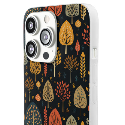 Mid-Century Mosaic: Dappled Leaves and Folk Imagery - Flexible Phone Case