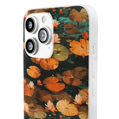 Orange Lotus Whisper: Autumn on the Water - Flexible Phone Case