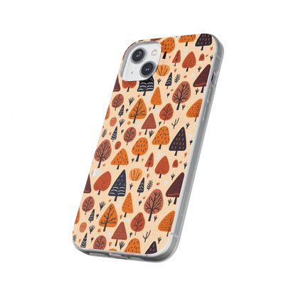 Terracotta Tree Tapestry: A Playful Autumn Mosaic - Flexible Phone Case