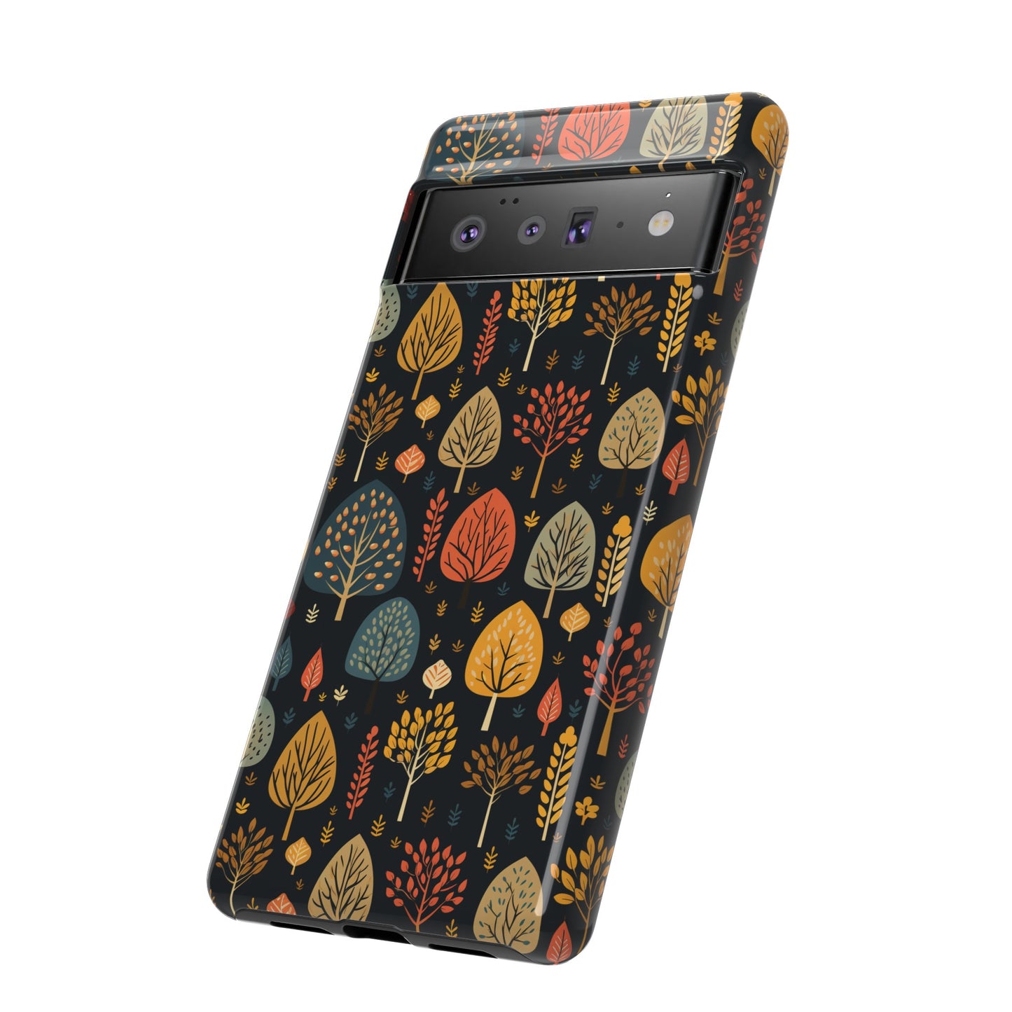 Mid-Century Mosaic: Dappled Leaves and Folk Imagery - Tough Phone Case