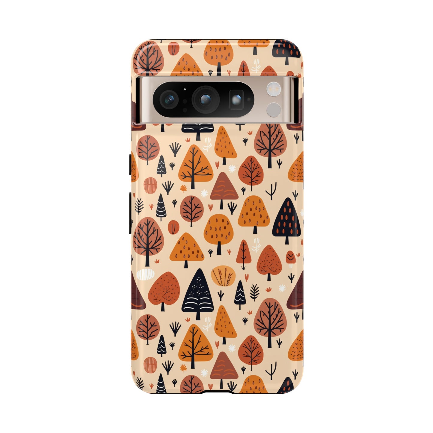 Terracotta Tree Tapestry: A Playful Autumn Mosaic - Tough Phone Case