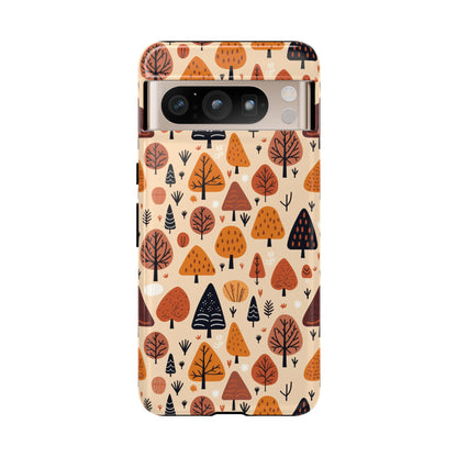 Terracotta Tree Tapestry: A Playful Autumn Mosaic - Tough Phone Case