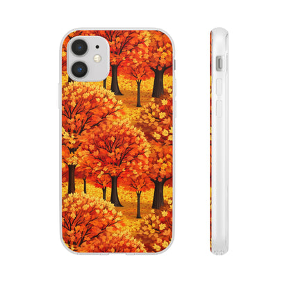 Impasto-Style Woodlands: High-Contrast Autumn Foliage - Flexible Phone Case