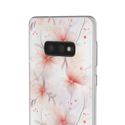 Whispering Petals: Subtle Grey & Pastel Red Gradient Phone Case