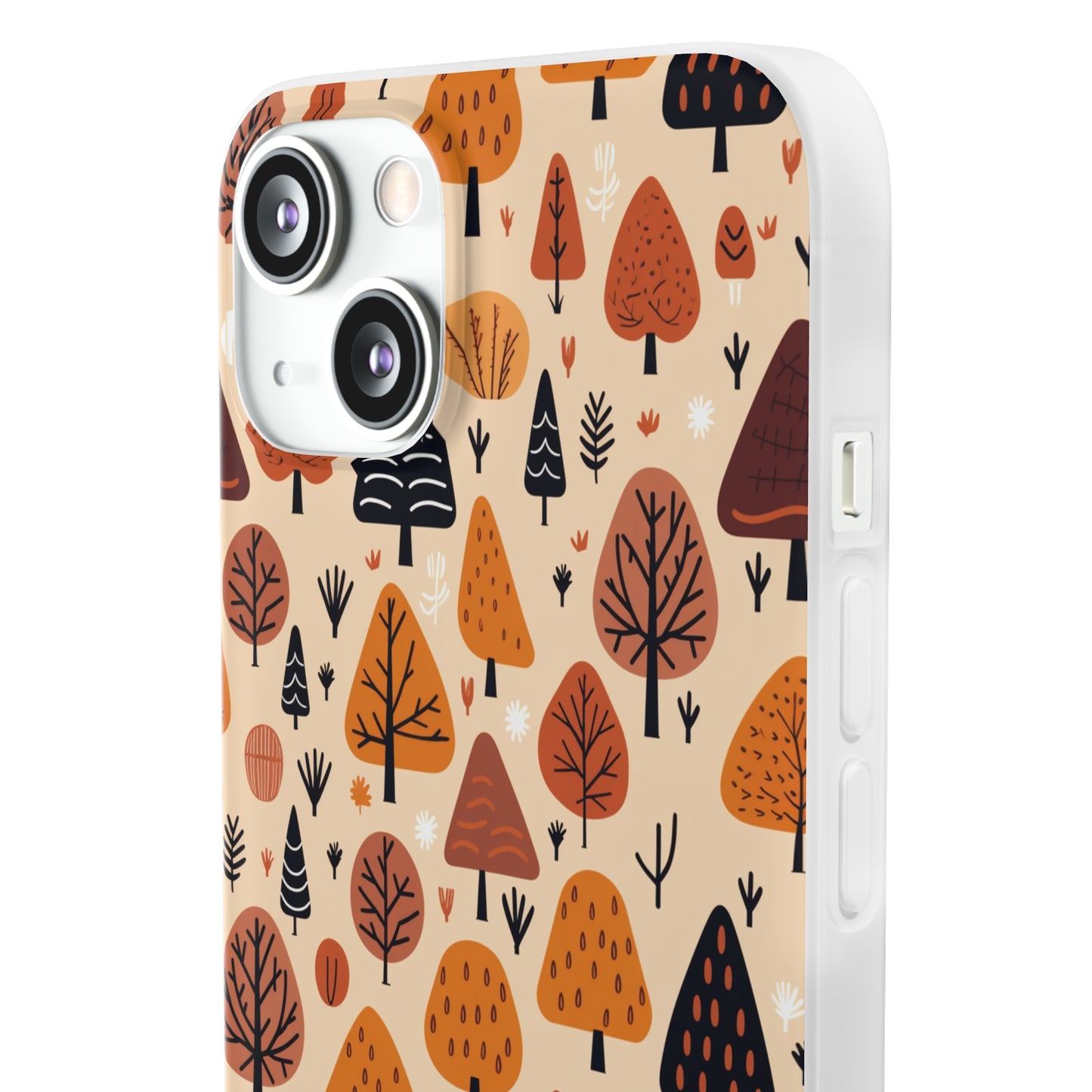 Terracotta Tree Tapestry: A Playful Autumn Mosaic - Flexible Phone Case