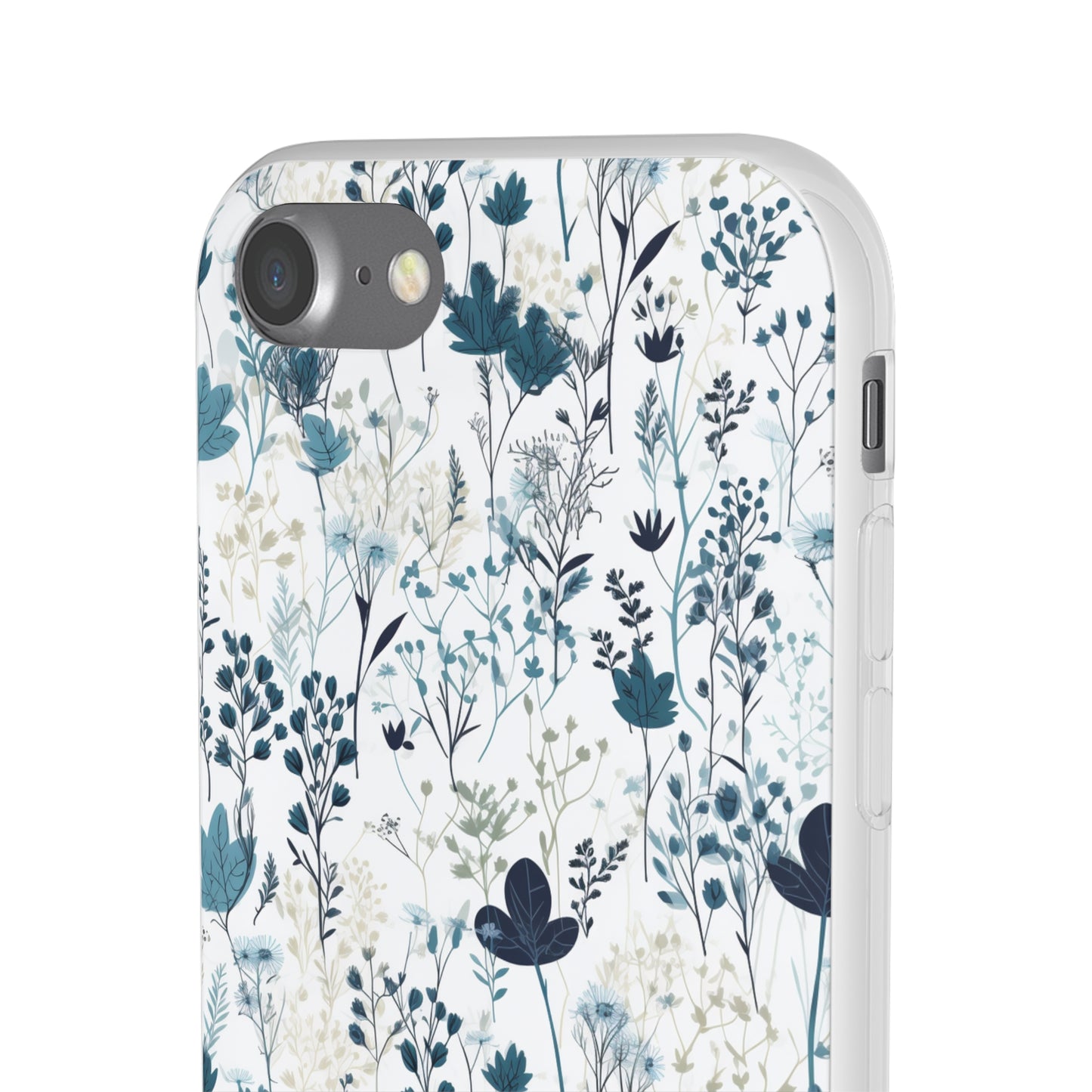 Serene Blue Wildflower Phone Case - Elegant White Background Design - Spring Collection - Flexi Cases Phone Case Pattern Symphony   